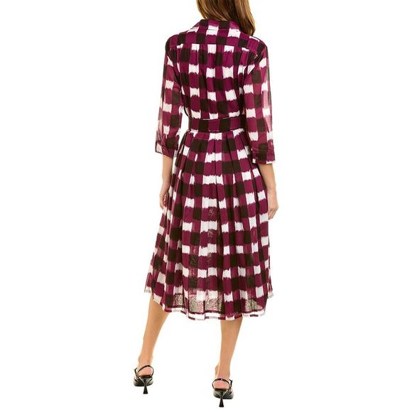Samantha Sung Womens  Audrey Midi Shirtdress, Purple - Picture 2 of 4